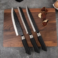 Ensemble de couteaux de cuisine de chef professionnel avec lames en acier inoxydable noir Poignée en PP Logo personnalisable pour couper avec porte-couteau