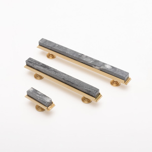 Nordic Simple Light Luxury Kitchen Dresser Wardrobe Cabinet Door Handle Natural Green Marble Brass <strong>Drawer</strong> <strong>Knob</strong> Pull Handles - Product Image 3