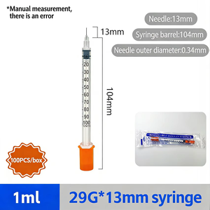Customizable 100 Pieces/box Disposable Sterile Medical &amp; Veterinary 0.3ml 0.5ml 1ml Insulin <strong>Syringes</strong> 31G Safety Diabetic <strong>Needle</strong> - Product Image 5