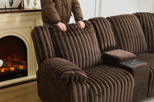 Modern Brown Corduroy L-Shape Sectional Sofa Luxury Living Room Furniture <b>Convertible</b> Recliner Couch <b>Bed</b> Set for Apartment Use - Product Image 5