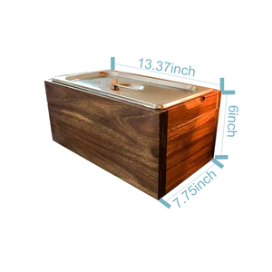 Poubelle <span class=keywords><strong>à</strong></span> <span class=keywords><strong>compost</strong></span> de comptoir de <span class=keywords><strong>cuisine</strong></span> de haute qualité avec couvercle et boîte en bois d'acacia avec insert en acier inoxydable - Product Image 2