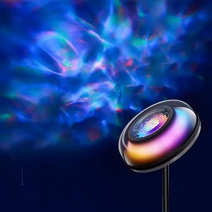 Modern RGBIC LED Floor Lamp Projector Touch Control Multicolored Round Shade Warm White Ambient <b>Lighting</b> for Living Room - Product Image 2