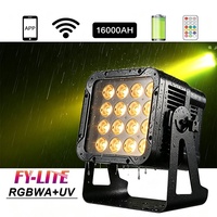 FEIYUEYUE Proyector LED RGBWA+UV de pared, impermeable IP65, a batería, 16000 mAh, 16x15W, 6/9 canales DMX512 RC, con lente de 15/25/40 mm