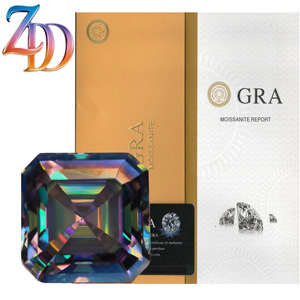 Moissanite Ascher Cut Loose Stone Rainbow Purple Synthetic Lab Created GRA Certificate For Jewelry Making - Product Image 1