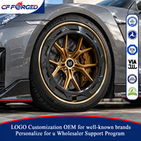 Vente Flash Jantes de Voiture en Alliage Forgé 2 Pièces Concaves 20x10 20x12 Or Carbone Aerodisc 5x114.3 pour Nissan GT-R R35