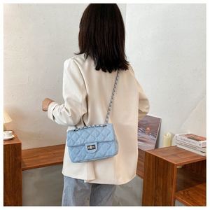 Cheapest Price Denim Shoulder Messenger <b>Bag</b> Fashion Texture Solid Color Women <b>Bag</b> Diamond Lattice Chain Women <b>Bag</b> - Product Image 3