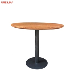 Tavolo da pranzo in teak da giardino e Patio da esterno e tavolo rotondo con base in acciaio inossidabile Color ottone <span class=keywords><strong>nero</strong></span> scuro 90cm - Product Image 5
