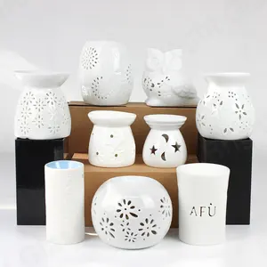 White Ceramic Incense Wax Melt Warmer Burner Set Oil Candle For Living Room Decor