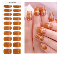 Bandes de vernis gel semi-durcies pour ongles, design œil de chat dynamique brillant, couleur unie, couverture complète, à polymériser sous lampe UV