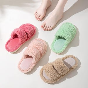 Wholesale Women's Indoor Outdoor Fluffy Fur for Slippers Double <b>Strips</b> Fashionable Diverse Styles for Autumn Winter Soft Plush - Product Image 3