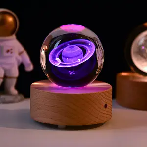 Bluetooth Music box Wholesale Starry sky crystal ball 3D Inside carving Glass ball design style Home decoration