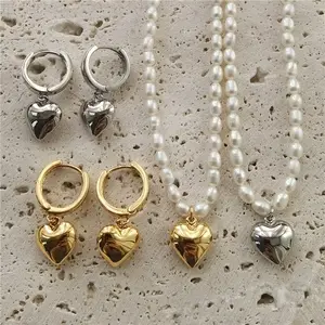 LS-A5311新着ハートペンダントネックレス真珠ネックレスゴールドと銀メッキネックレス女性の女の子のための日常生活
