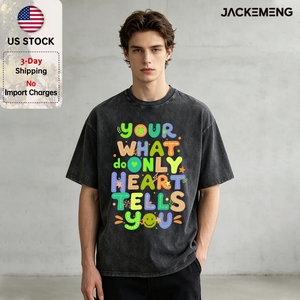 T-shirt Oversize 'Your Heart Tells You' Stile Streetwear Retrò, Maglietta Hip Hop a Maniche Corte, Vendita all'Ingrosso da Magazzino Locale USA - Product Image 1