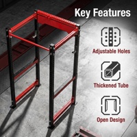Rack de Squat Robuste en Fer Multi-Positions Réglable pour Entraînement de Puissance, Cage de Squat pour la Maison, la Salle de Sport et le Studio Commercial, pour Jambes et Dos