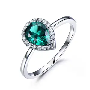 Gemma smeraldo Cz pietra diamante anello fatto a mano in argento Sterling donna anelli matrimonio 5925 anello in argento diamante