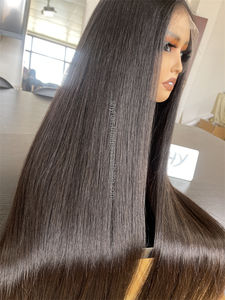 SHY Nueva Peluca Frontal de Encaje HD13*5 Sin Pegamento con Parte Media, Nudos Pequeños, Cabello Humano Virgen Europeo Pre-Desenredado, Estilo Liso para - Product Image 5