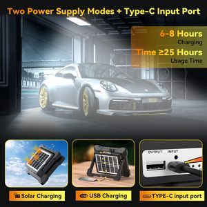 Lampe de travail LED 200W rechargeable 20000mah solaire portable 326Led batterie lampe de travail 5 modes IP66 étanche extérieur - Product Image 3