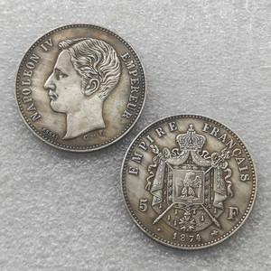 Pièces de monnaie commémoratives de style <span class=keywords><strong>Napoléon</strong></span> IV de 5 francs de France de 1874, cadeaux, décoration de la maison - Product Image 1