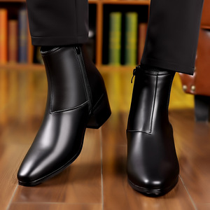 Bottines Chelsea rétro de style britannique pour hommes, à bout <span class=keywords><strong>pointu</strong></span>, tendance, à la mode, nouvelles, décontractées, polyvalentes, avec fermeture éclair latérale - Product Image 3