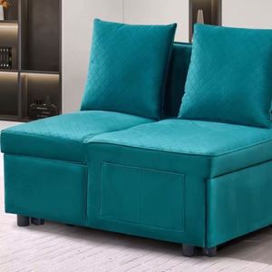 Multi-functional Foldable <b>Sofa</b> <b>Bed</b> with Metal <b>Frame</b> and Fabric Upholstery Adjustable Futon Design for Living Room & Hotel Use - Product Image 1