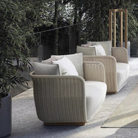 Ensemble de canapés sectionnels de jardin de luxe européen Offre Spéciale canapé en rotin et osier en aluminium de Dubaï en gros