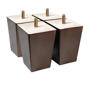 WEKIS Juego de 4 Patas de Madera Maciza de 4 Pulgadas en Color Antiguo para Muebles, Sofá, Gabinete, Sillón Reclinable, Piezas Metálicas para Uso Hospitalario - Product Image 1