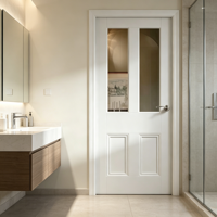 Portes intérieures de maison en bois massif blanc avec verre dépoli transparent