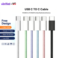 Cable de Carga Rápida USB C a Tipo C de 60W PD, Cable de Datos Trenzado Resistente de Cobre Puro para Teléfono 16 15 MacBook
