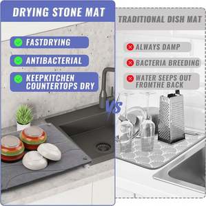 KATADY Custom Home Stone <b>Drying</b> <b>Mat</b> Diatomite Dish <b>Drying</b> <b>Mats</b> for <b>Kitchen</b> Counter Padded Dish <b>Drying</b> Stone - Product Image 4
