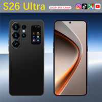Smartphone S26 Ultra Arabie Saoudite Écran LED 7,3 pouces 90Hz Résolution HD Android 15 16 Go 1 To 108 MP 8800 mAh Deca Core 5G Double SIM