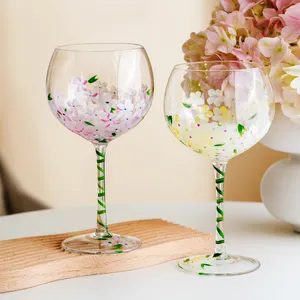 glass wine goblet hand painted gin glass custom balloon glasses gin tonic glasses