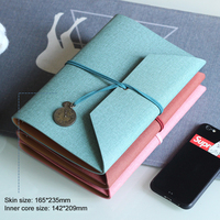 Cuaderno A5 Creativo de Tapa Dura Personalizable con Correa Triple, Recargable, con Cubierta de Lino y Cuero PU, de Alta Calidad, Minimalista, Desmontable, para Regalo