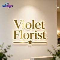 Enseigne murale rétroéclairée en acier inoxydable 3D LED personnalisée, étanche IP65, pour magasins commerciaux, hôtels, bars, immeubles de bureaux, boutiques