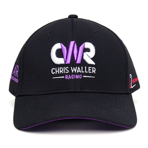 <span class=keywords><strong>Qianzun</strong></span> Đua Đen Tùy Chỉnh 3D Thêu Logo Móc Và Vòng Lặp Đóng Cửa Nhãn Hiệu Riêng Bóng Chày Hat Với Màu Tím Underbrim - Product Image 2