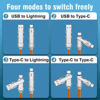 Kabel data pengisi daya ponsel 4-in-1, silikon cair 120W super cepat untuk Iphone Android logo kustom