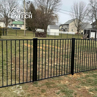 Fentech Durables 4 'X 6' Panel de valla de aluminio Ornamental Aluminio Flat Top 2 Rail Fence