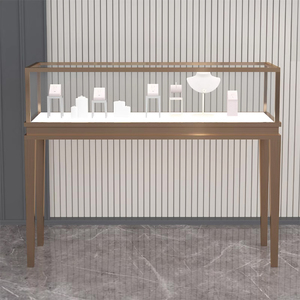 Cao cấp hiện đại tủ trưng bày cho vàng và bạc trang sức Arc Glass <span class=keywords><strong>Counter</strong></span> cửa hàng trưng bày Kệ MDF và vật liệu kim loại - Product Image 2