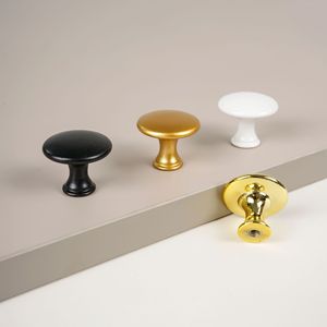Aluminum Alloy Cabinet <b>Knob</b> Round <b>Black</b> Gold White Minimalist Drawer Handle Durable Surface Decoration YB606 - Product Image 2