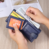 Dompet Kartu Sederhana HASSION Custom, Anti-RFID, Lapisan Poliester, Lipat Pendek untuk Pria