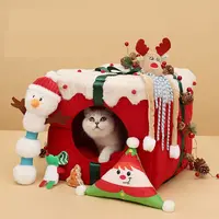 Nhà Cho Mèo Bằng Mút Xốp Nhớ Thu Nhỏ Giáng Sinh Lều Cho Thú Cưng Sáng Tạo Giường Cho Chó Mèo Tuần Lộc