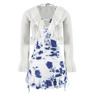 Maillot de bain une pièce Baiya pour femme avec paréo, imprimé floral vert, col halter, taille ajustée, idéal pour les vacances à la plage - Product Image 5