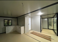 Maison conteneur pliable à double aile en structure acier sur mesure avec mur rideau en verre, module de salon de 20 pieds