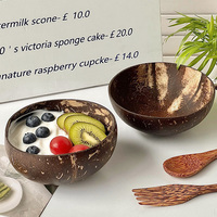 Vente en gros de haute qualité unique artisanale en bois salade de fruits bol de nouilles avec cuillère bol en coquille de noix de coco naturelle