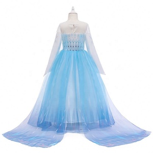 Abito da Principessa <span class=keywords><strong>Elsa</strong></span> <span class=keywords><strong>Anna</strong></span> 2 di Alta Qualità per Bambine, Vestito da Festa con Mantello Rimovibile, Personaggi dei Film - Product Image 4