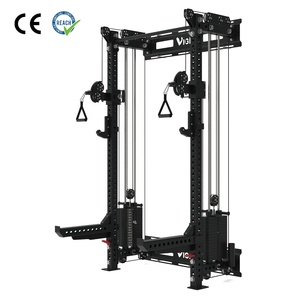 VIGFIT - Soporte de Pared Ajustable para Sentadillas, Equipo de Gimnasio Comercial, para Entrenamiento Funcional y Levantamiento de Pesas, con Cable y Pesas - Product Image 1