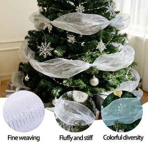 Flower Net Packaging DlY Wreath Gold <strong>Ribbon</strong> Roll 26cm*9m Metallic Fringe Christmas Tree <strong>Deco</strong> <strong>Mesh</strong> <strong>Ribbon</strong> for Tulle Decoration - Product Image 2