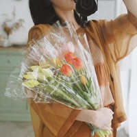 Tas Hadiah Kemasan Buket Mawar Transparan Lengan Plastik Bunga Bening Multi Bunga Tunggal