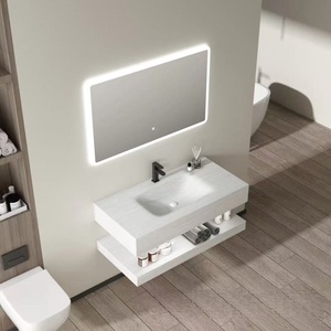 Modern smart cosmetic ceramic integrated basin bathroom cabinet with <b>wall</b>-mounted <b>mirror</b> design - Product Image 3