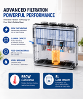 Distributeur d'eau sans réservoir, purificateur d'eau chaude et froide, système RO à 5 étapes de filtration, auto-nettoyant, arrêt automatique pour la maison