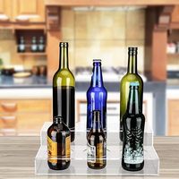 Porte-bouteilles à vin en acrylique, support à sirop de café transparent, organisateur de bouteilles d'eau à 2 niveaux, présentoir à sirop de bar